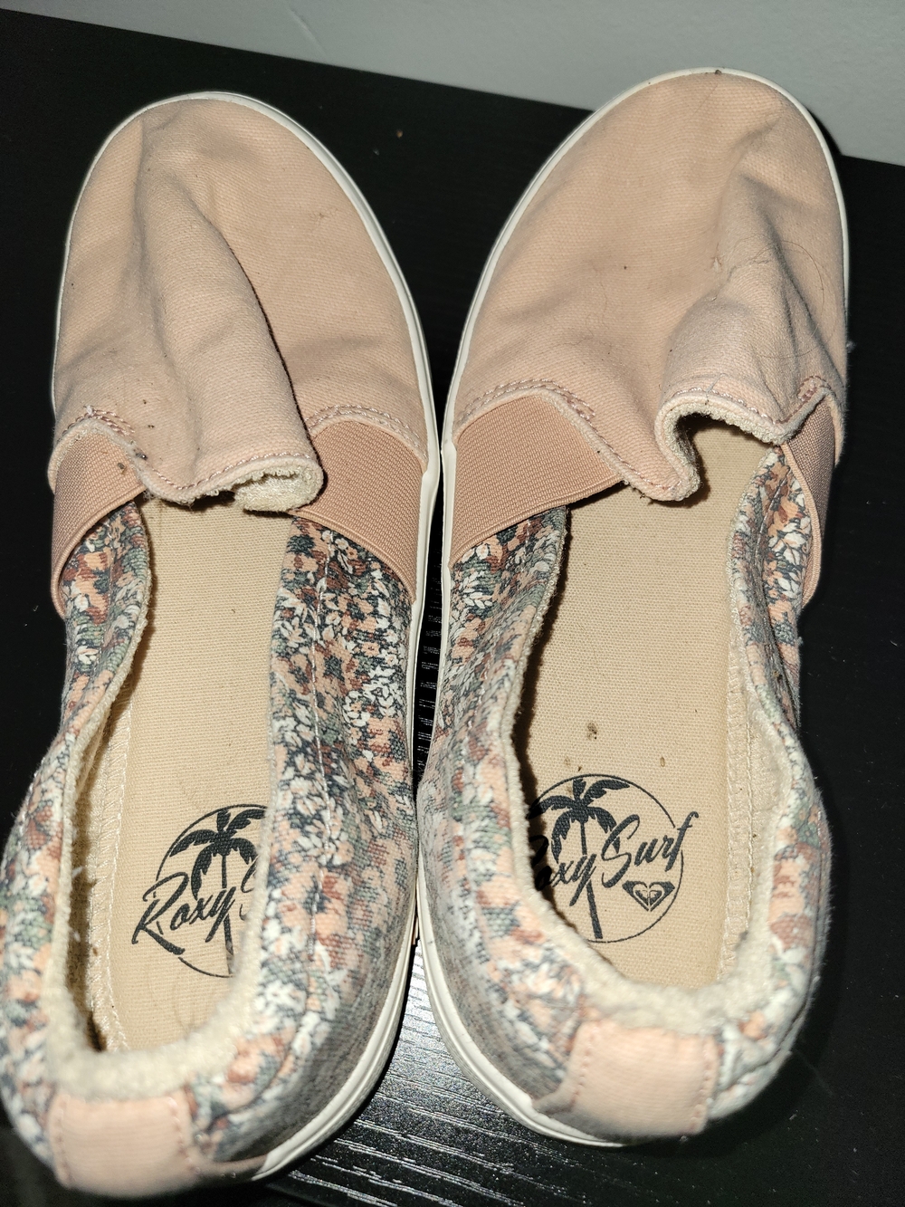 Roxy Slip-On Flats in Blush Pink with Floral Lining